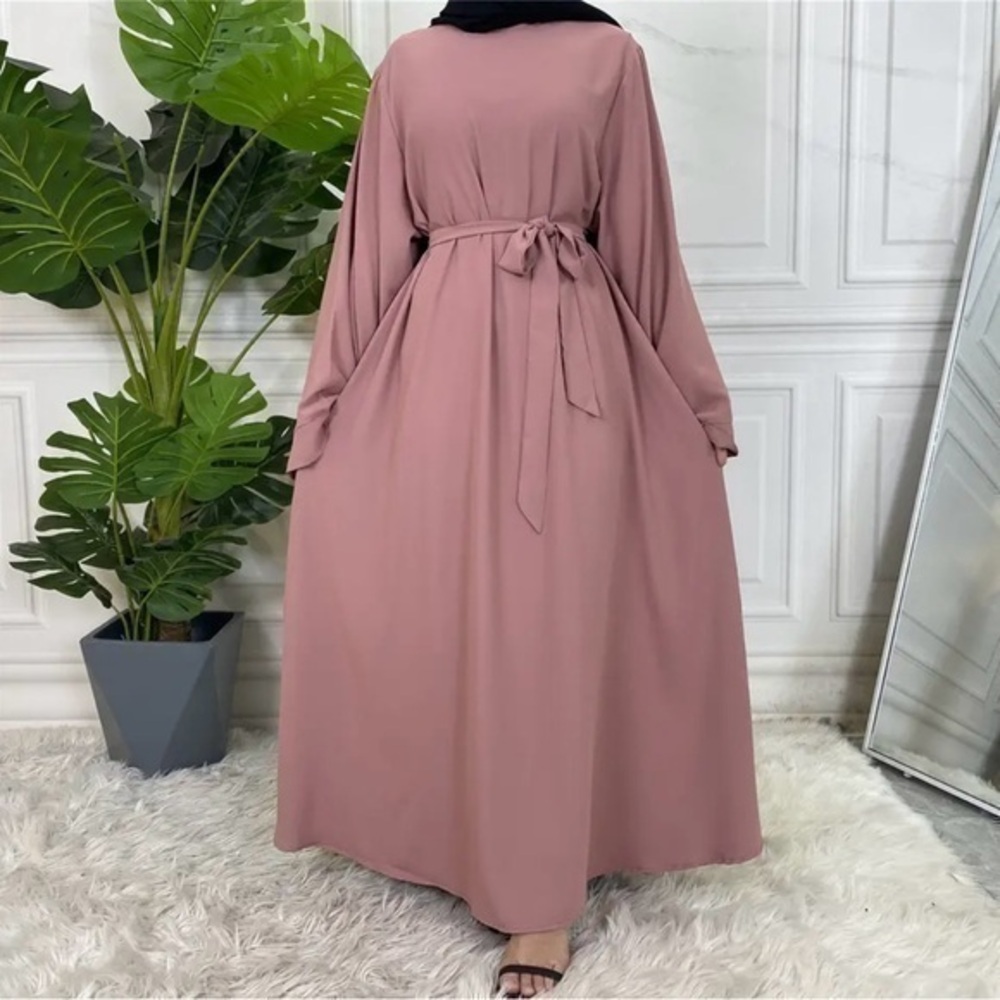 Pink abaya with belt